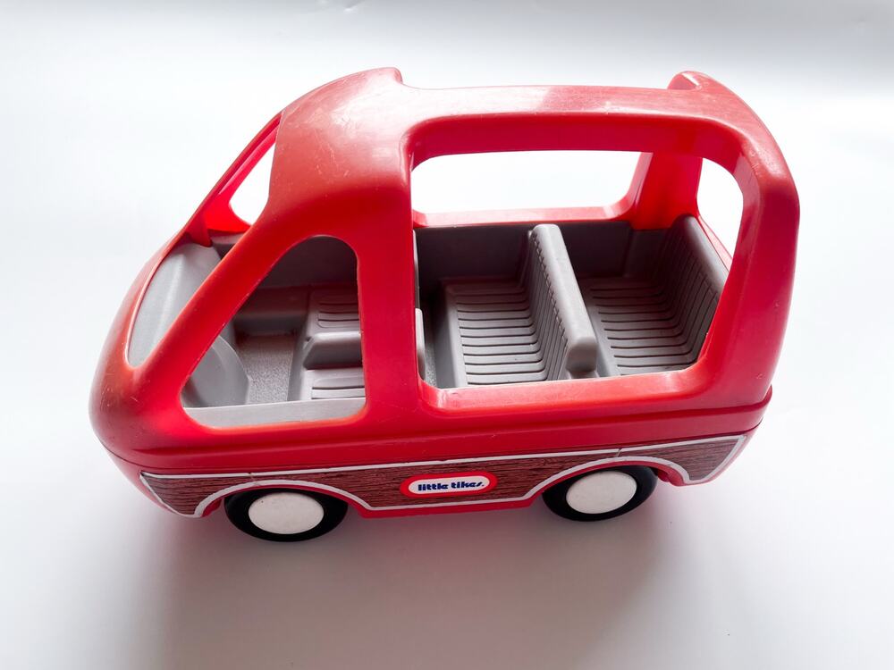 Vintage Little Tikes Red Wood Grain Family Van Vehicle